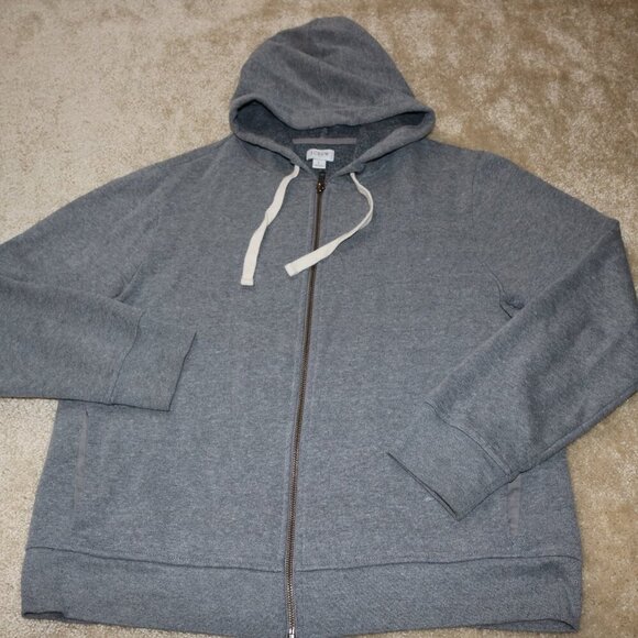 J. Crew Heather Gray Full-Zip Hoodie - Picture 1 of 3